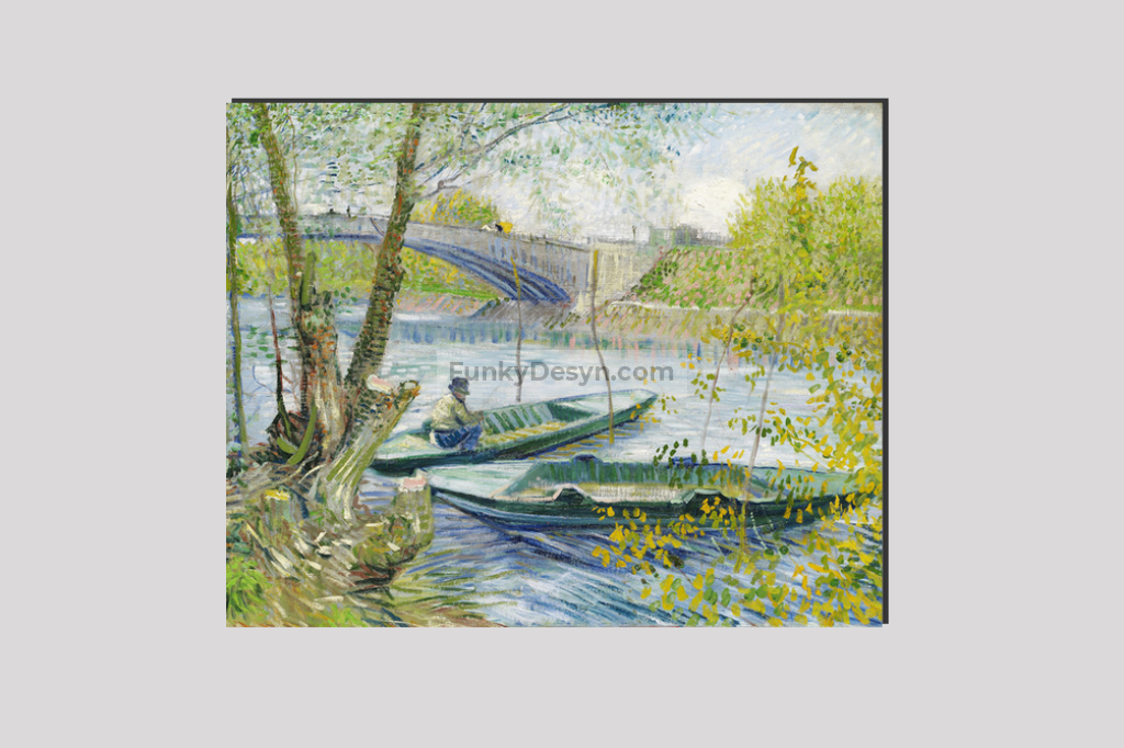 Fishing In Spring The Pont De Clichy (Asnières) (1887) By Vincent Van 16X20 Inches/ Wrapped Canvas