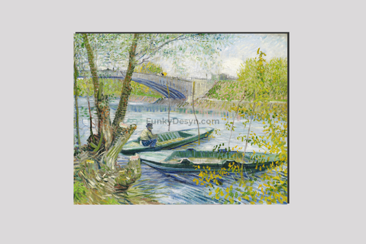 Fishing In Spring The Pont De Clichy (Asnières) (1887) By Vincent Van 16X20 Inches/ Wrapped Canvas