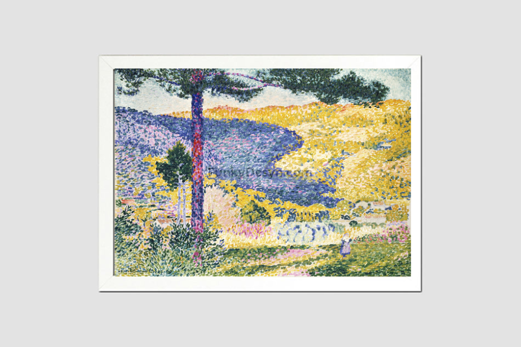 Valley with Fir; Shade on the Mountain (1909) painting in high resolution by Henri-Edmond Cross