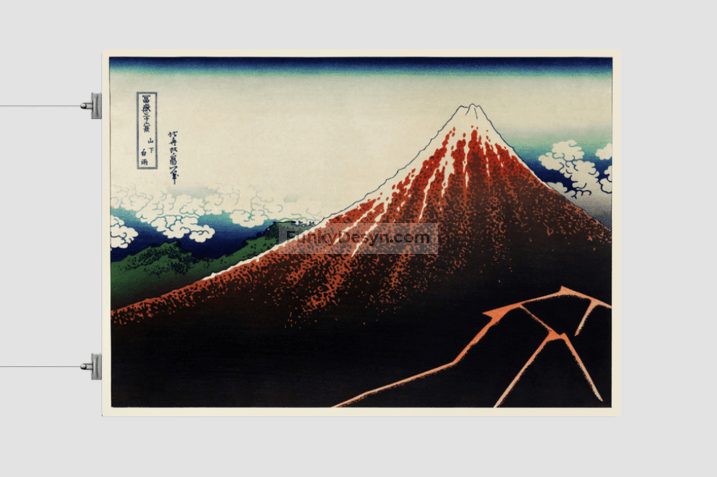 Sanka Hakuu by Katsushika Hokusai (1760-1849), meaning Shower below a summit  a traditional Japanese Ukyio-e style illustration of Mount Fuji