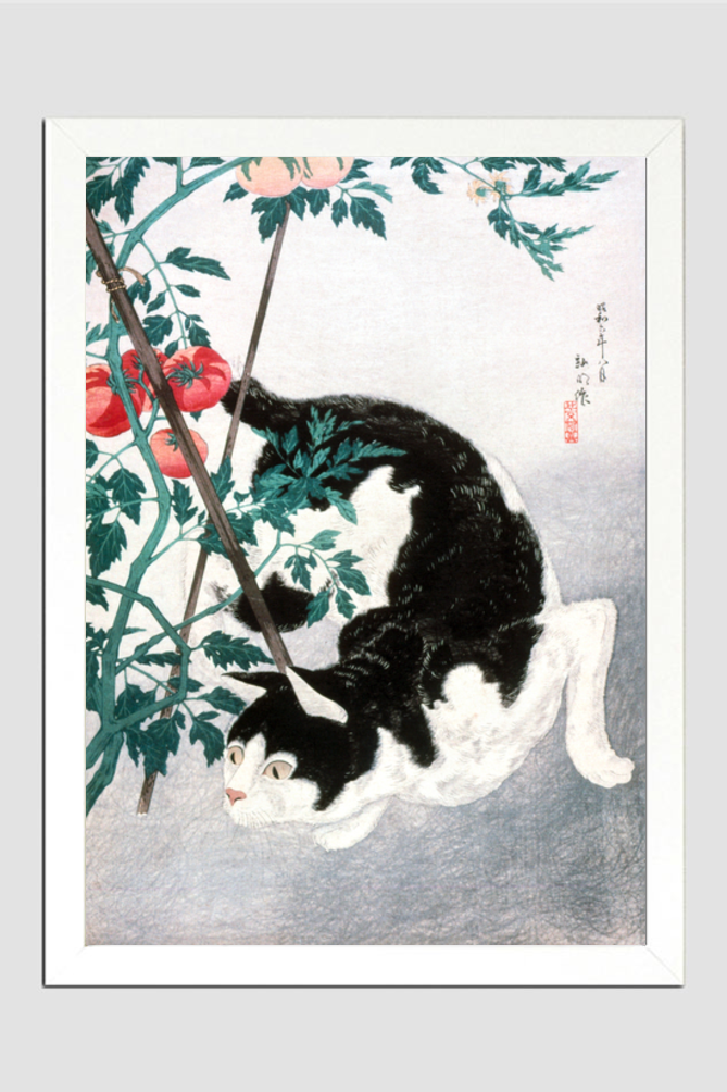 Cat with Tomato Plant (1931) by Hiroaki Takahashi (1871–1945)