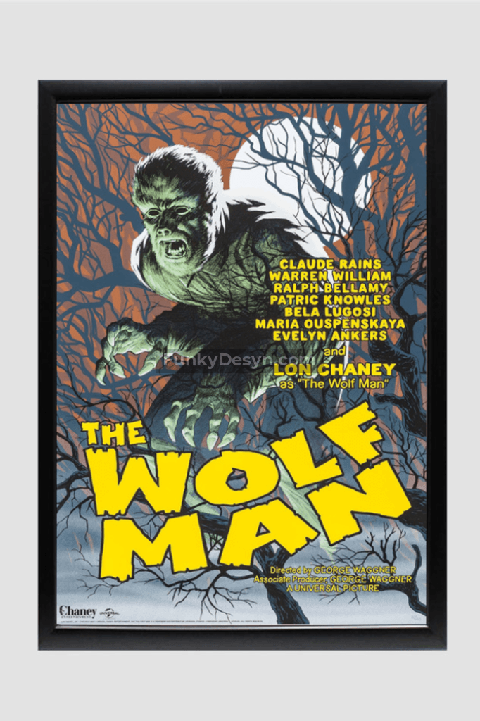 The Wolf Man -1941 11.7X16.54 Inches/ Black Framed Poster Decor