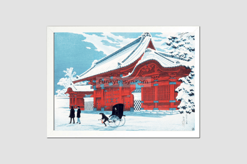 The Red Gate of Hongo in Snow (1926)  by Hiroaki Takahashi