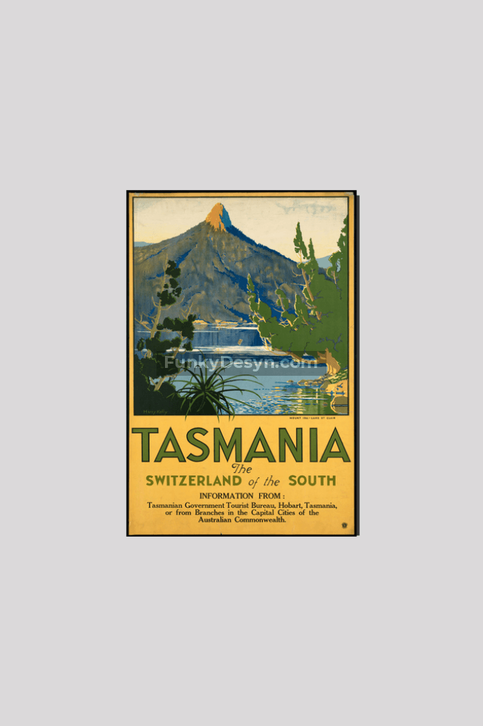 Vintage Tasmania Travel Poster 8X12 Inches/ Wrapped Canvas Decor