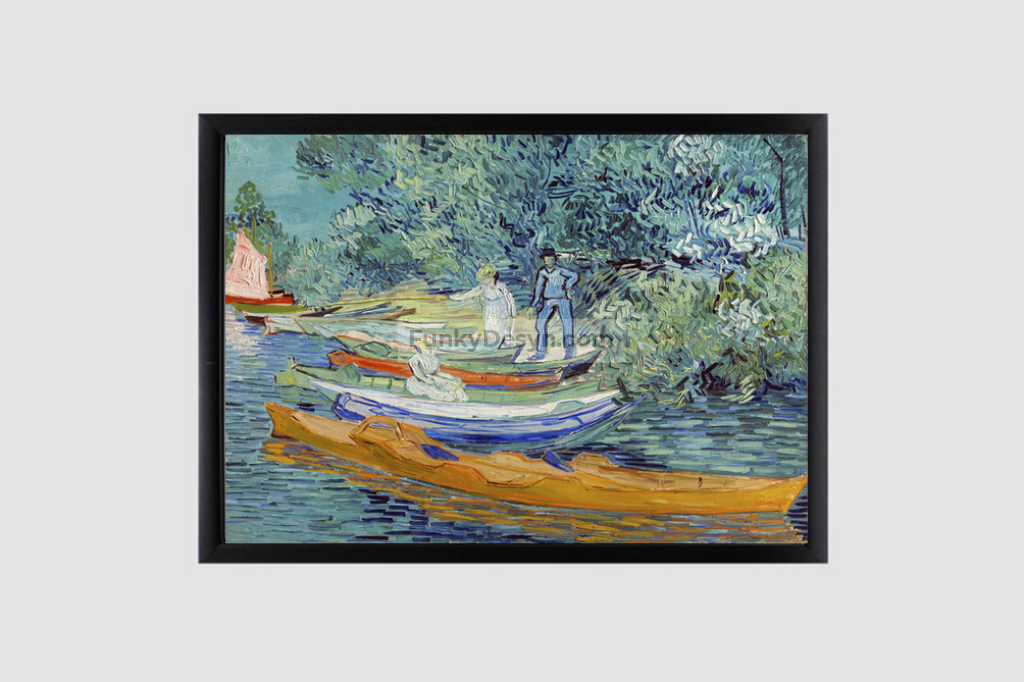 Vincent Van Goghs Bank Of The Oise At Auvers (1890) Famous Painting 8.3X11.7 Inches/ Black Framed