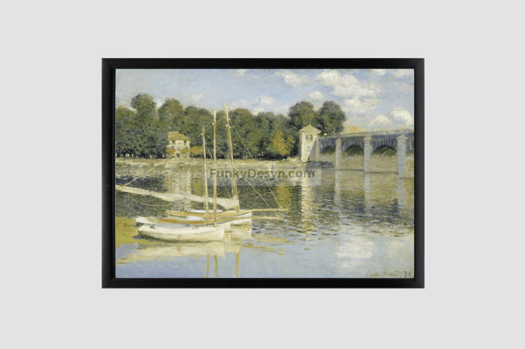 Monets The Argenteuil Bridge (1874) 8.3X11.7 Inches/ Black Framed Poster