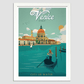 Venice Vintage Travel Poster 8.3X11.7 Inches/ White Framed Decor