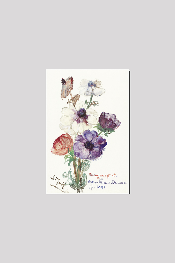 New Year's Greeting with Anemones (1898) by Sientje Mesdag-van Houten
