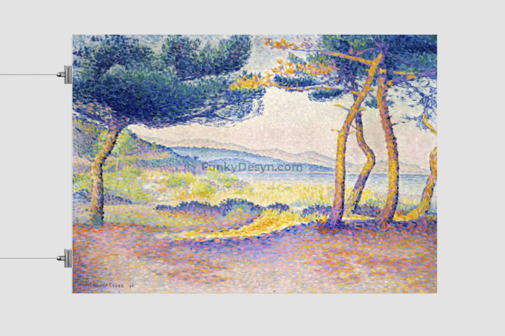 Pines Along the Shore (1896) painting in high resolution by Henri-Edmond Cross.
