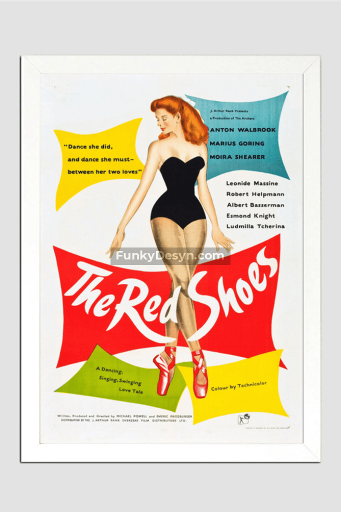 The Red Shoes -1948 11.7X16.54 Inches/ White Framed Poster Decor