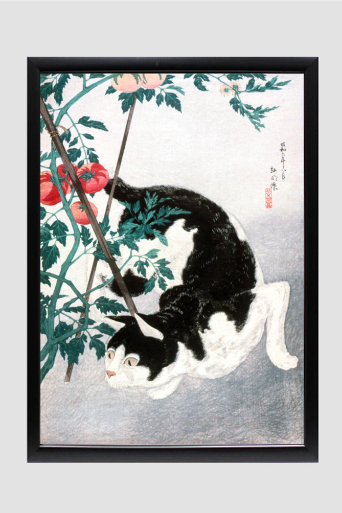 Cat with Tomato Plant (1931) by Hiroaki Takahashi (1871–1945)