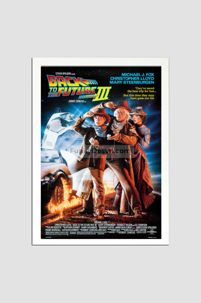 Back To The Future Part 3-1990 8.3X11.7 Inches/ White Framed Poster Decor
