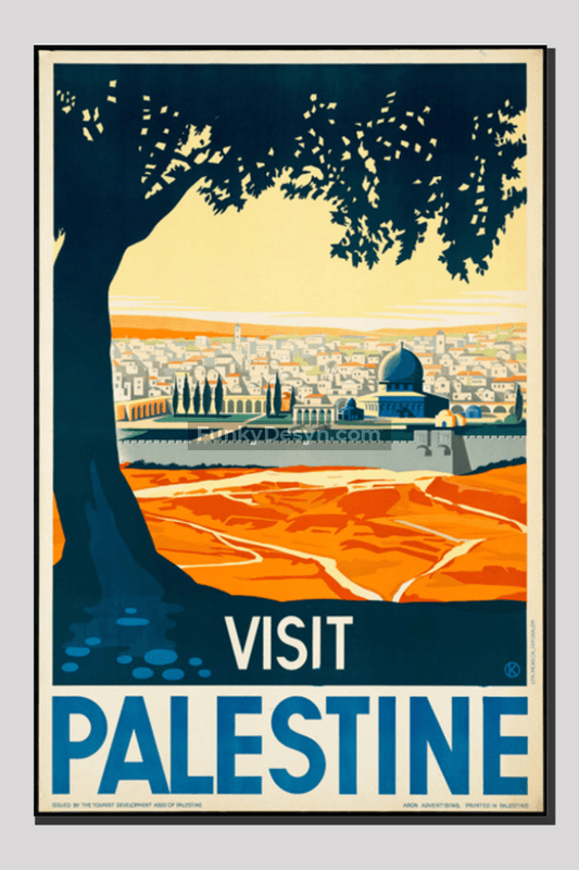 Visit Palestine Vintage Poster 20X30 Inches/ Wrapped Canvas Decor