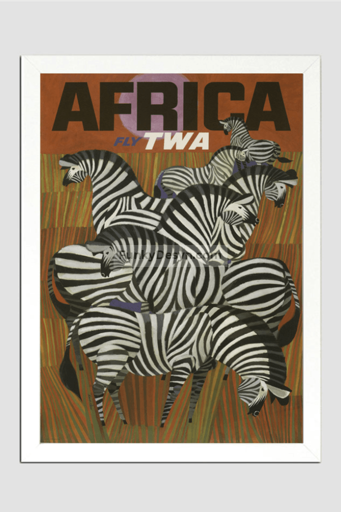 Africa Vintage Travel Poster 11.7X16.54 Inches/ White Framed Decor
