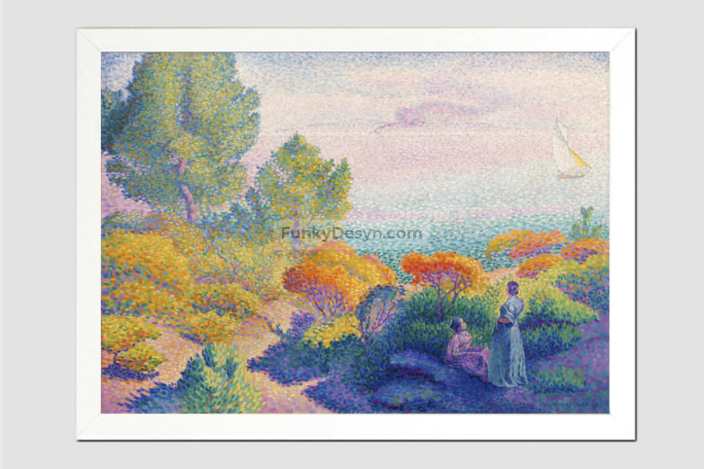 Two Women by the Shore, Mediterranean (1896) painting in high resolution by Henri-Edmond Cross