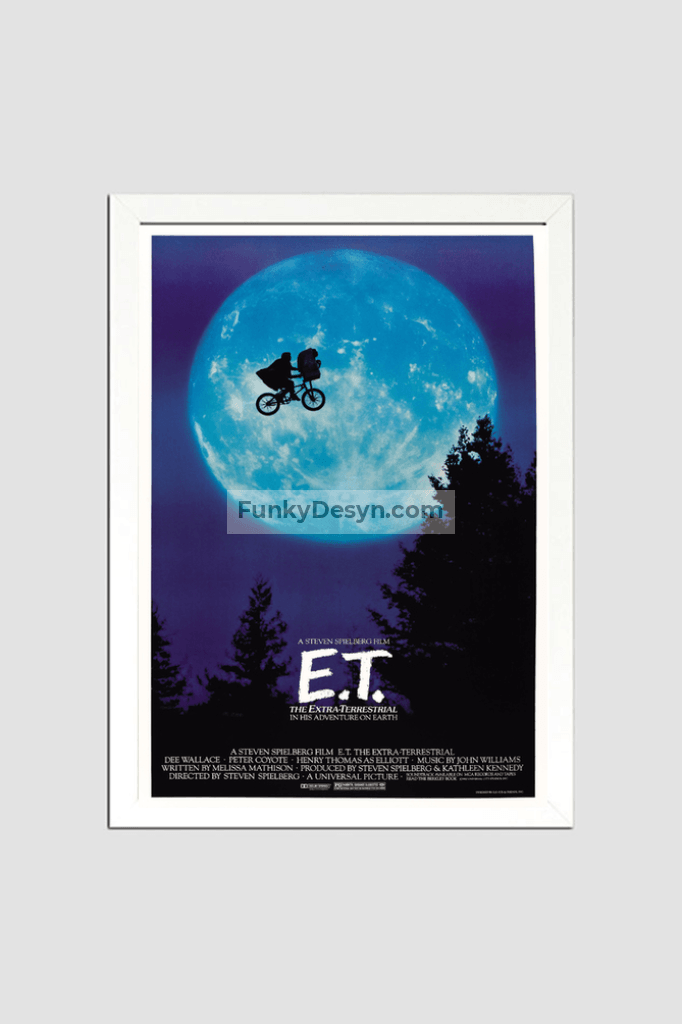 E.t. The Extra-Terrestrial - 1982 8.3X11.7 Inches/ White Framed Poster Decor