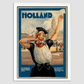 Holland Tourism Vintage Poster 8.3X11.7 Inches/ White Framed Decor