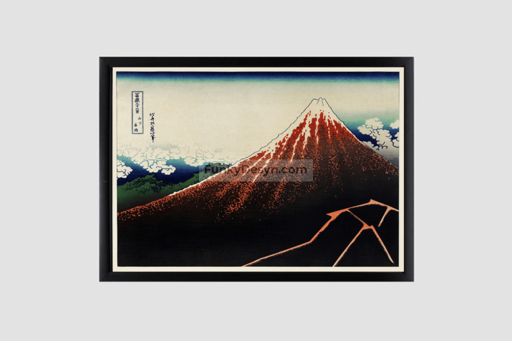 Sanka Hakuu by Katsushika Hokusai (1760-1849), meaning Shower below a summit  a traditional Japanese Ukyio-e style illustration of Mount Fuji