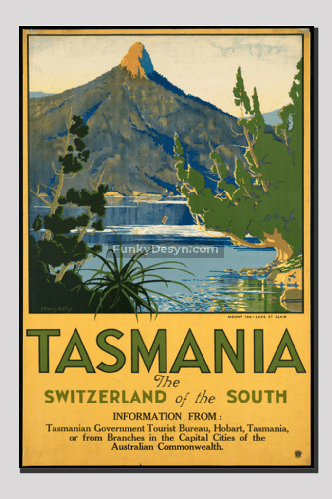 Vintage Tasmania Travel Poster 20X30 Inches/ Wrapped Canvas Decor