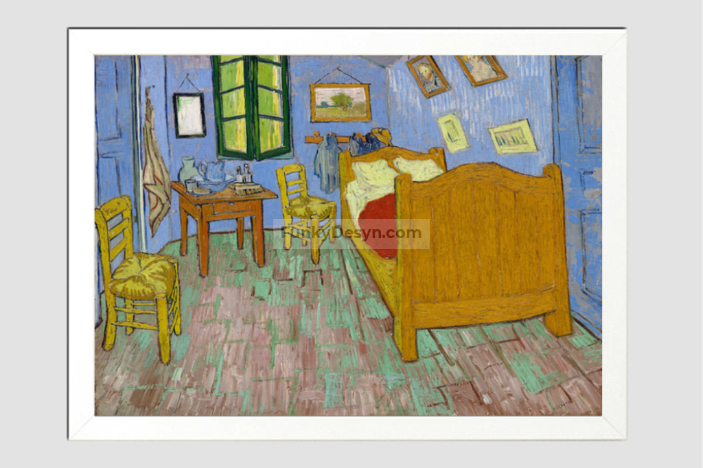 The Bedroom (1889) By Vincent Van Gogh. 11.7X16.54 Inches/ White Framed Poster