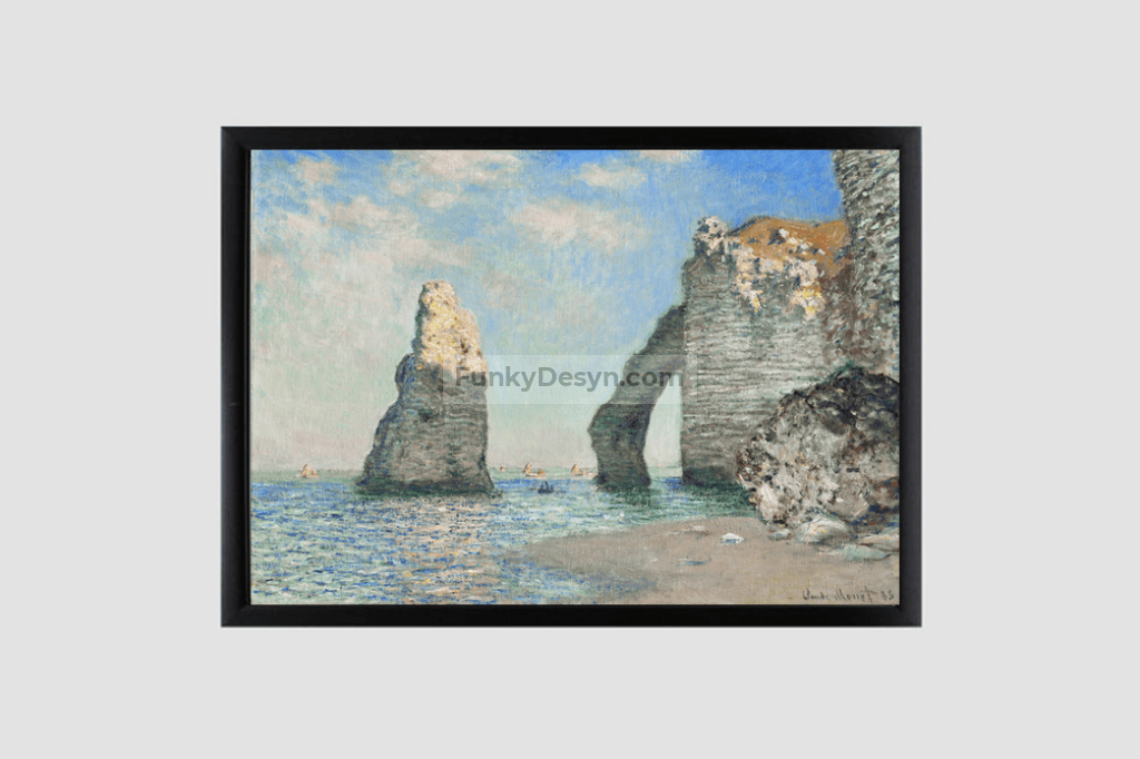 Claude Monets The Cliffs At Étretat (1885) 8.3X11.7 Inches/ Black Framed Poster