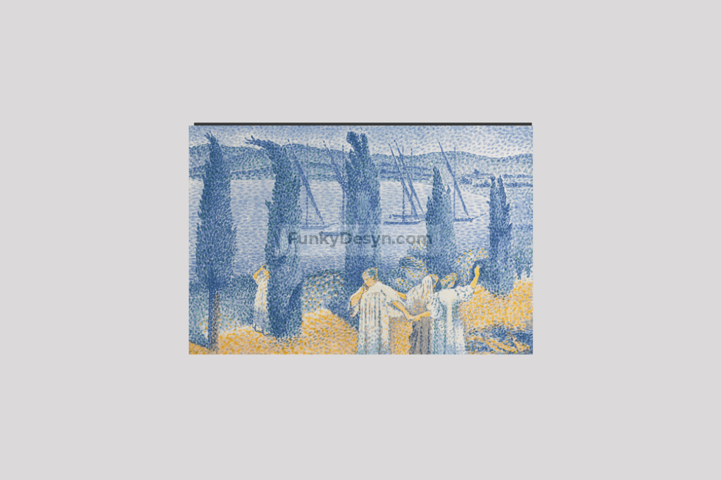 The Promenade; Landscape with Cypresses (1897) painting in high resolution by Henri-Edmond Cross