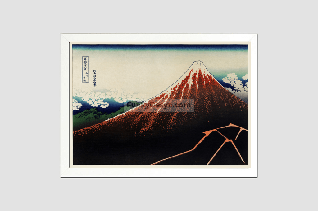 Sanka Hakuu by Katsushika Hokusai (1760-1849), meaning Shower below a summit  a traditional Japanese Ukyio-e style illustration of Mount Fuji