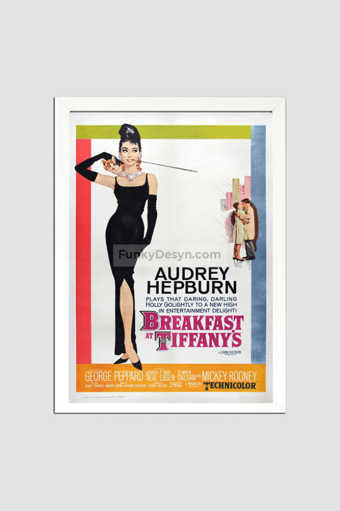 Breakfast At Tiffanys -1961 8.3X11.7 Inches/ White Framed Poster Decor