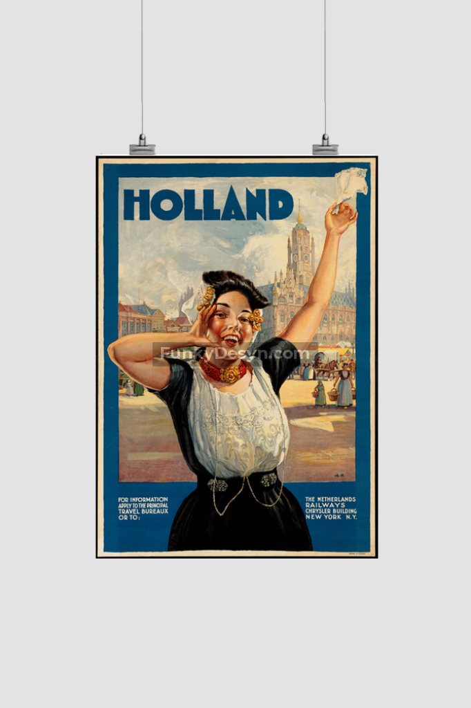 Holland Tourism Vintage Poster 8.3X11.7 Inches/ Rolled Decor