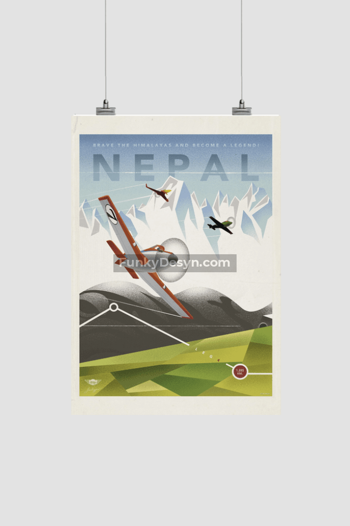 Planes Vintage Poster Nepal 8.3X11.7 Inches/ Rolled Decor