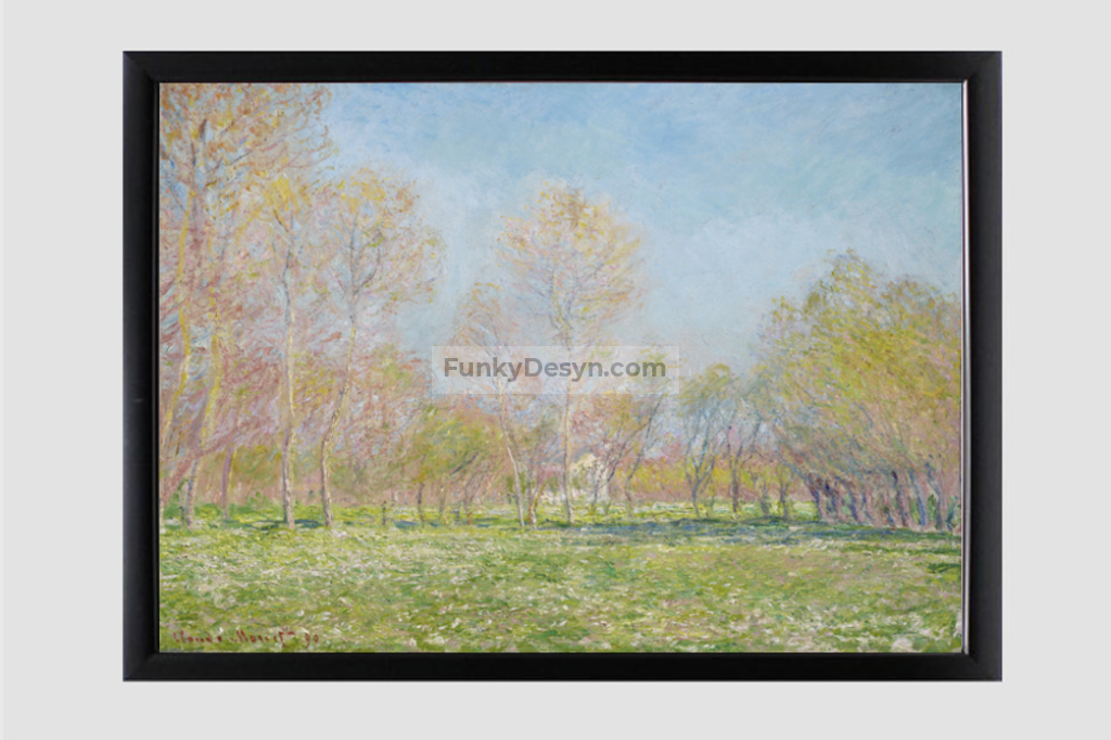 Claude Monets Spring In Giverny (1890) 11.7X16.54 Inches/ Black Framed Poster
