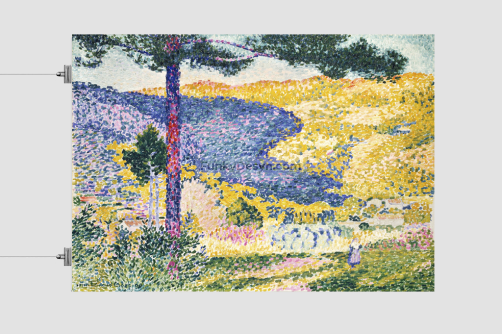 Valley with Fir; Shade on the Mountain (1909) painting in high resolution by Henri-Edmond Cross