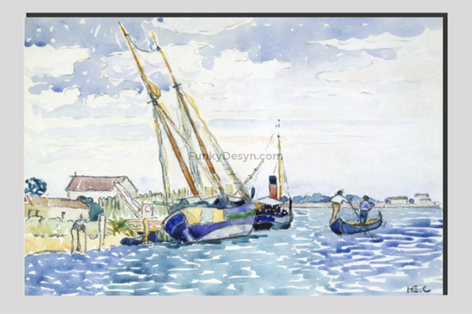 Marine Scene (Boats near Venice) (1903) painting by Henri-Edmond Cross.