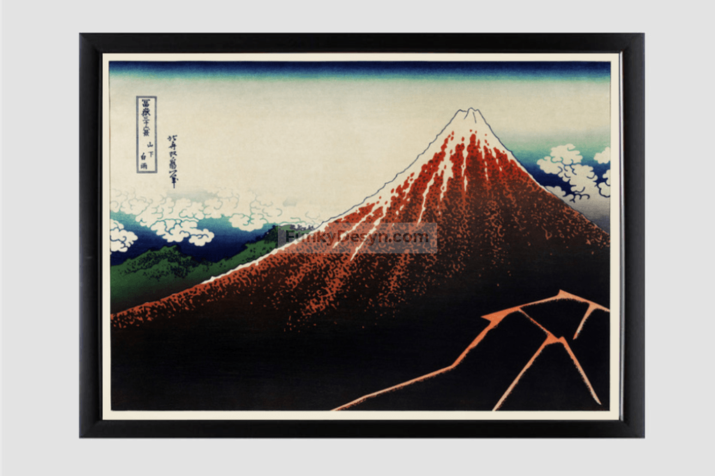 Sanka Hakuu by Katsushika Hokusai (1760-1849), meaning Shower below a summit  a traditional Japanese Ukyio-e style illustration of Mount Fuji