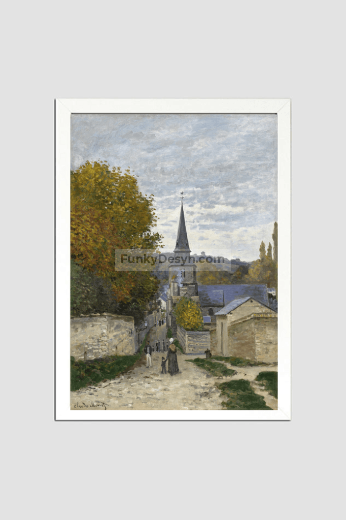 Monets Street In Sainte-Adresse (1867) 8.3X11.7 Inches/ White Framed Poster