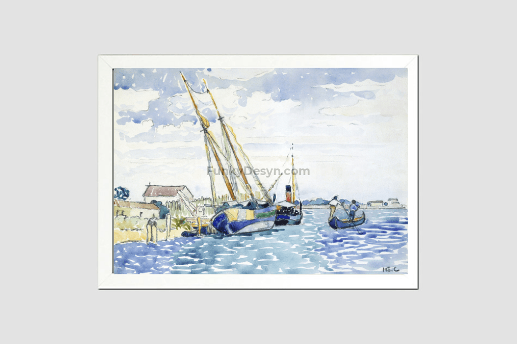 Marine Scene (Boats near Venice) (1903) painting by Henri-Edmond Cross.