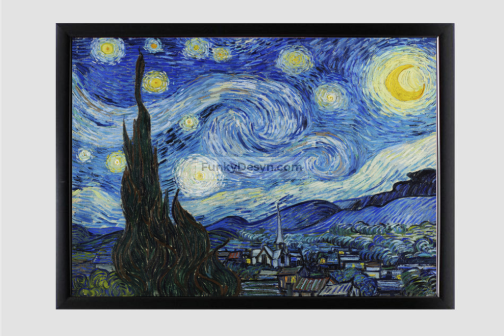 The Starry Night (1889) By Vincent Van Gogh 11.7X16.54 Inches/ Black Framed Poster