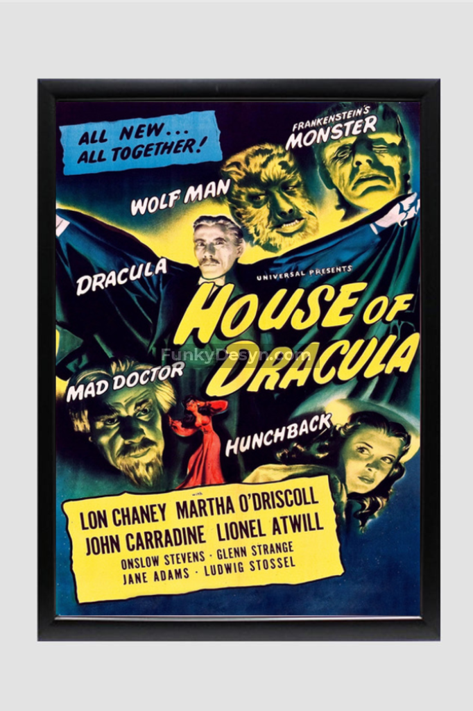 House Of Dracula -1945 11.7X16.54 Inches/ Black Framed Poster Decor