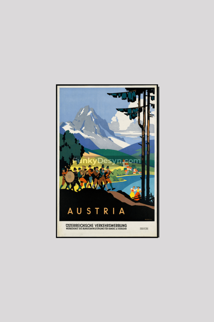 Austria Vintage Travel Poster 8X12 Inches/ Wrapped Canvas Decor