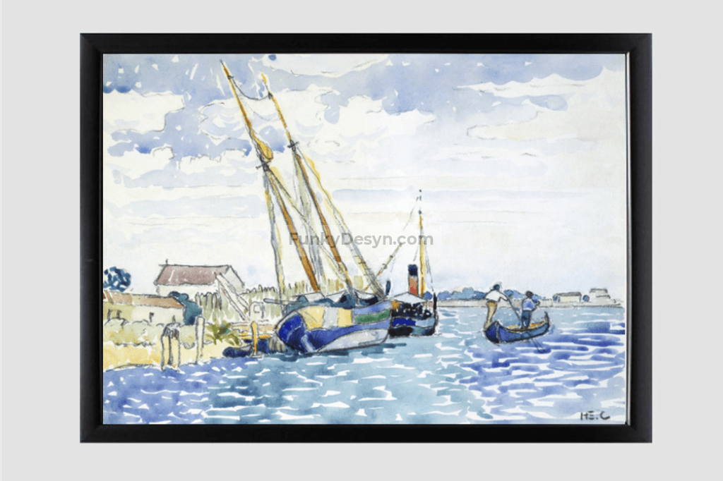 Marine Scene (Boats near Venice) (1903) painting by Henri-Edmond Cross.