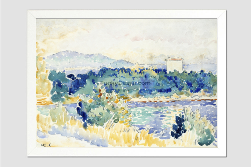 Mediterranean Landscape with a White House (1900–1905) painting  by Henri-Edmond