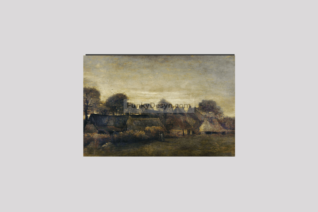 Farming Village At Twilight (1884) By Vincent Van Gogh 8X12 Inches/ Wrapped Canvas