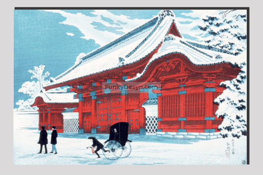 The Red Gate of Hongo in Snow (1926)  by Hiroaki Takahashi