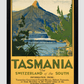 Vintage Tasmania Travel Poster 11.7X16.54 Inches/ Black Framed Decor