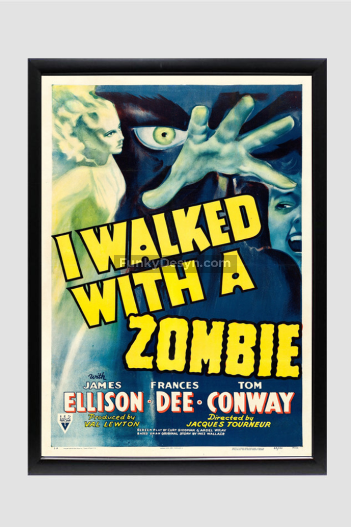 I Walked With A Zombie -1943 11.7X16.54 Inches/ Black Framed Poster Decor