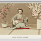 Geisha Playing Samisen, hand–colored albumen silver print from Japan. Described and Illustrated by the Japanese (1897) by Kazumasa Ogawa.