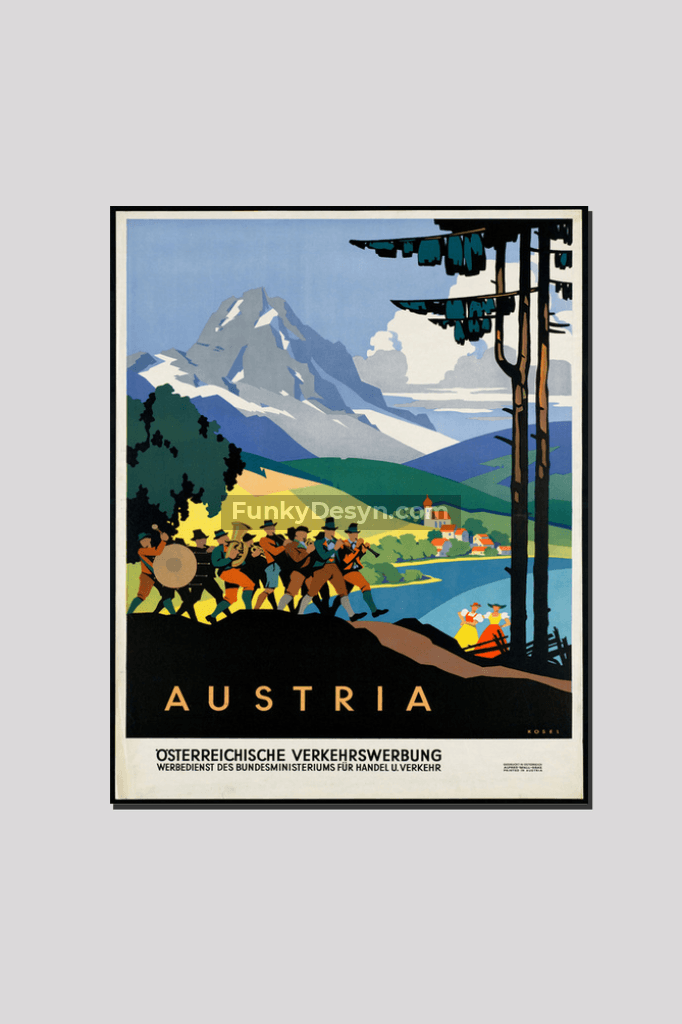 Austria Vintage Travel Poster 16X20 Inches/ Wrapped Canvas Decor