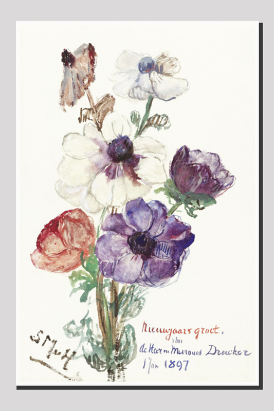 New Year's Greeting with Anemones (1898) by Sientje Mesdag-van Houten