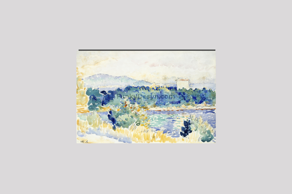 Mediterranean Landscape with a White House (1900–1905) painting  by Henri-Edmond