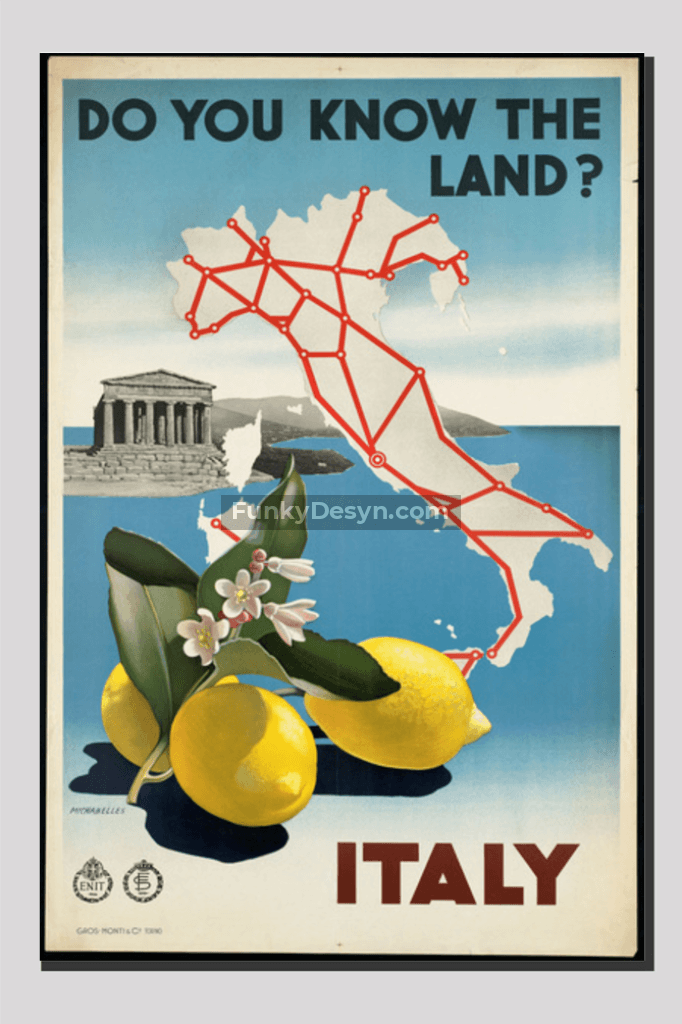 Vintage Italy Travel Poster Decor